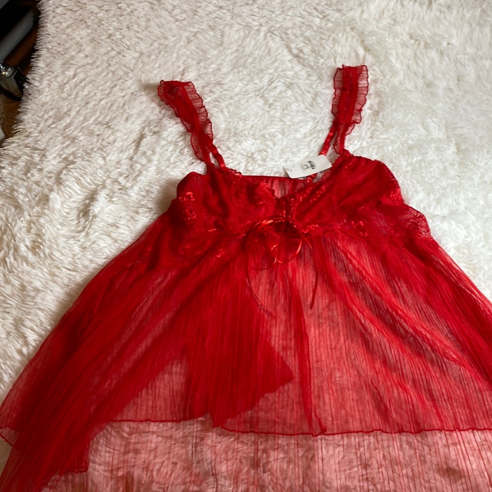 Red Lace Babydoll Lingerie-New-Adjustable Straps